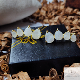 Rainbow Moonstone Ear Climber, 925 Silver Gold Plated Earring, Blue Fire Moonstone Ear Crawler, Gemstone Ear Climber, Ear Crawler Earring